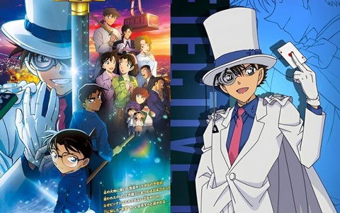 Thanh gươm diệt quỷ và loạt anime đáng mong đợi trong năm 2024- Ảnh 3. Ngoài màn đấu trí kinh điển giữa Conan và Kaito Kid, phim cũng sẽ khai thác mối quan hệ tình cảm của Heiji và Kazuha - Ảnh: Toho