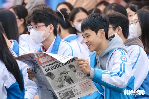 Trường đại học Kiến trúc Hà Nội xét bảo lưu điểm thi tốt nghiệp THPT năm 2022, 2023- Ảnh 1. Học sinh tham gia chương trình tư vấn tuyển sinh - hướng nghiệp năm 2024 do báo Tuổi Trẻ phối hợp với các đơn vị tổ chức - Ảnh: NGUYÊN BẢO