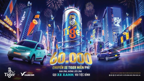 Xanh SM đồng hành Tiger triển khai 60.000 'Chuyến Xe Tiger Miễn Phí' tại TP. Hồ Chí Minh- Ảnh 1. 60.000 chuyến xe Tiger ưu đãi dành cho khách hàng khi đặt xe Xanh SM với lộ trình đến hoặc về tại hơn 200 nhà hàng và quán ăn ở TP.HCM