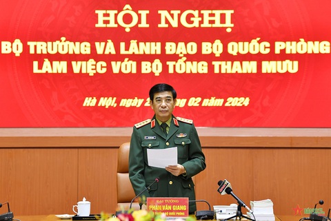 Đại tướng Phan Văn Giang lưu ý về đổi mới, đột phá nhiệm vụ huấn luyện trong quân đội- Ảnh 1. Đại tướng Phan Văn Giang chủ trì hội nghị - Ảnh: QĐND