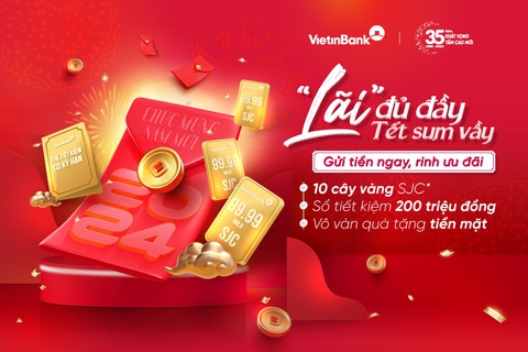 Cơ hội trúng 10 lượng vàng SJC khi gửi tiền tại VietinBank- Ảnh 1. Tổng giá trị quà tặng hơn 8 tỉ đồng dành riêng cho các khách hàng cá nhân gửi tiền vào VietinBank - Ảnh: VTB