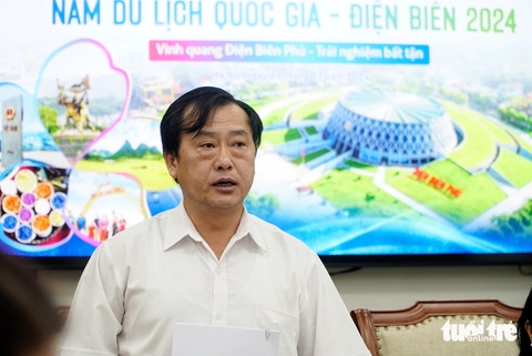 Ông Vừ A Bằng - phó chủ tịch UBND tỉnh Điện Biên phát biểu tại họp báo thông tin năm du lịch quốc gia Điện Biên 2024 - Ảnh: NGUYỄN HIỀN Ông Vừ A Bằng - phó chủ tịch UBND tỉnh Điện Biên - phát biểu tại họp báo thông tin Năm du lịch quốc gia Điện Biên 2024 - Ảnh: NGUYỄN HIỀN