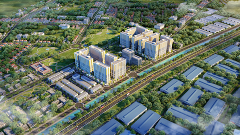 Bắc Giang dẫn đầu cả nước về phát triển nhà ở xã hội- Ảnh 1. Mô hình một dự án nhà ở xã hội đang được xây dựng tại tỉnh Bắc Giang - Ảnh: B.N.