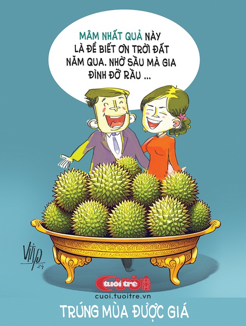 Mâm quả đầu năm cầu trúng mùa được giá- Ảnh 1. Mâm quả đầu năm cầu trúng mùa được giá - Tranh: Viiip