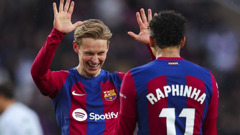 Tin tức thể thao sáng 25-2: Man City áp sát Liverpool; Tay vợt Nga vô địch Qatar Open- Ảnh 3. Cầu thủ Barcelona ăn mừng chiến thắng trước Getafe - Ảnh: REUTERS