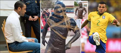 Cổ động viên Brazil phá hoại bức tượng Dani Alves- Ảnh 1. Dani Alves tiêu tan sự nghiệp vì hiếp dâm - Ảnh: TWITTER