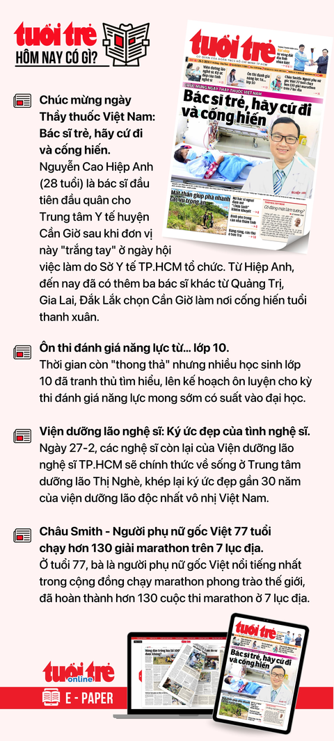 Tin tức sáng 26-2: Bổ sung 2 khoản hỗ trợ cho người dân bị thu hồi đất; Cho vay mua nhà vẫn ì ạch- Ảnh 5. Tin tức chính trên Tuổi Trẻ nhật báo hôm nay 26-2. Để đọc Tuổi Trẻ báo in phiên bản E-paper, mời bạn đăng ký Tuổi Trẻ Sao TẠI ĐÂY