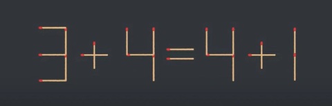 Thử tài IQ: Di chuyển một que diêm để 3+4=4+1 thành phép tính đúng- Ảnh 1.