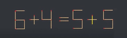 Thử tài IQ: Di chuyển một que diêm để 6+4=9-5 thành phép tính đúng- Ảnh 2.