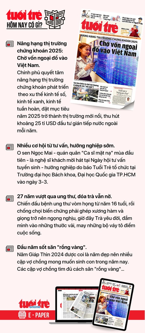 Tin tức sáng 29-2: Ngân hàng Thái mua Home Credit VN; 11.000 người tham gia giải chạy đêm TP.HCM- Ảnh 6. Tin tức chính trên Tuổi Trẻ nhật báo hôm nay 29-2. Để đọc Tuổi Trẻ báo in phiên bản E-paper, mời bạn đăng ký Tuổi Trẻ Sao TẠI ĐÂY