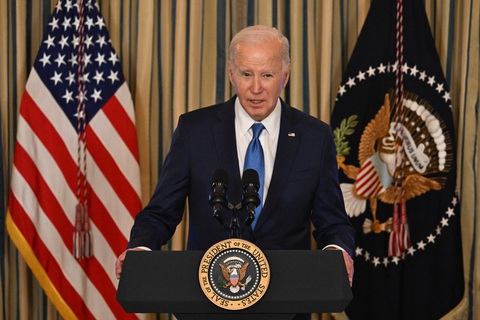 Tổng thống Mỹ Joe Biden phát biểu tại Nhà Trắng, ngày 28-2 - Ảnh: AFP Tổng thống Mỹ Joe Biden phát biểu tại Nhà Trắng ngày 28-2 - Ảnh: AFP