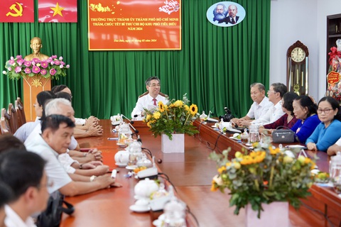 Phó bí thư Nguyễn Phước Lộc tuyên dương bí thư khu phố tiêu biểu- Ảnh 1. Phó bí thư Thành ủy TP.HCM Nguyễn Phước Lộc điểm lại những kết quả nổi bật trong hoạt động của từng bí thư khu phố tiêu biểu tại chương trình - Ảnh: HỮU HẠNH