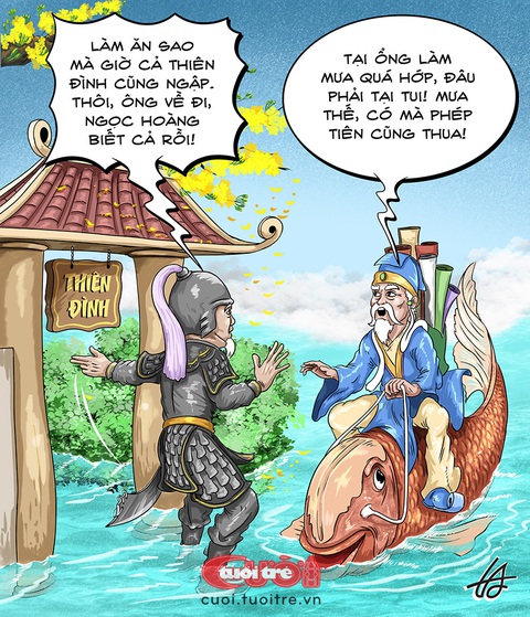 Táo thoát nước đổ lỗi cho Trời, không biết ai đúng ai sai- Ảnh 1. Táo thoát nước đổ lỗi cho Trời, không biết ai đúng ai sai - Tranh biếm họa của Nguyễn Tuấn Anh