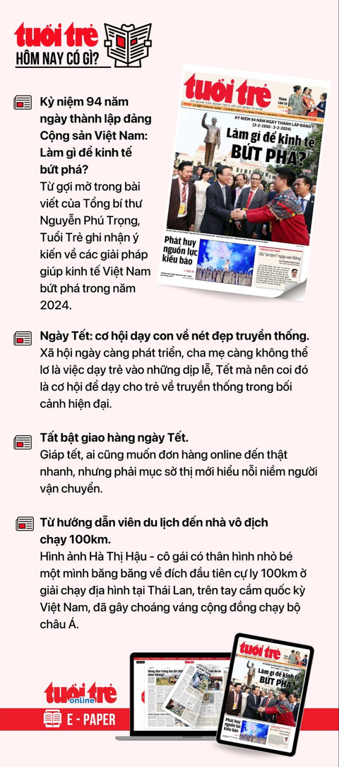 Tin tức sáng 3-2: Người Việt giảm mua vàng; Phạt 2 công ty ‘ém’ thông tin trái phiếu- Ảnh 6. Tin tức đáng chú ý trên Tuổi Trẻ nhật báo ngày 3-2. Để đọc Tuổi Trẻ báo in phiên bản E-paper, mời bạn đăng ký Tuổi Trẻ Sao TẠI ĐÂY