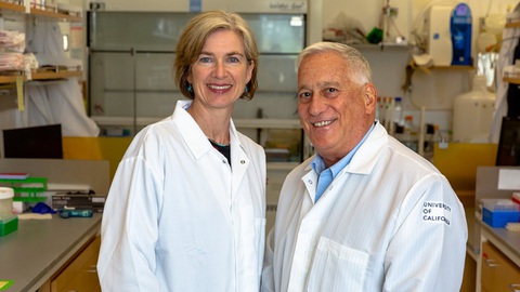 Nhà hóa sinh Jennifer Doudna (trái) và tác giả Walter Isaacson, ở phòng nghiên cứu Đại học California - Berkeley (Mỹ) năm 2019. Ảnh: UC Berkeley Nhà hóa sinh Jennifer Doudna (trái) và tác giả sách Walter Isaacson, ở phòng nghiên cứu Đại học California - Berkeley (Mỹ) năm 2019. Ảnh: UC Berkeley
