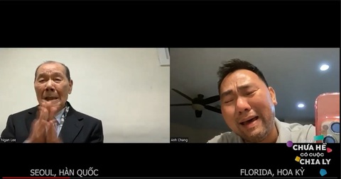 Hai cha con từ Hàn Quốc và Mỹ gặp gỡ nhau trên online - Ảnh: Cắt từ màn ảnh Hai cha con từ Hàn Quốc và Mỹ xúc động gặp gỡ nhau online - Ảnh: Cắt từ màn ảnh
