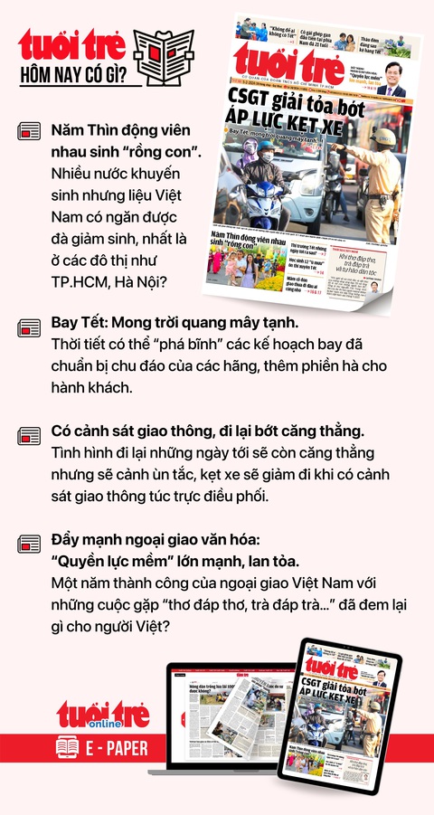 Tin tức sáng 5-2: Chủ tịch Quốc hội ký chứng thực Luật Đất đai mới; Sếp FLC liên tiếp xin từ nhiệm- Ảnh 3. Tin tức đáng chú ý trên Tuổi Trẻ nhật báo ngày 5-2. Để đọc Tuổi Trẻ báo in phiên bản E-paper, mời bạn đăng ký Tuổi Trẻ Sao TẠI ĐÂY
