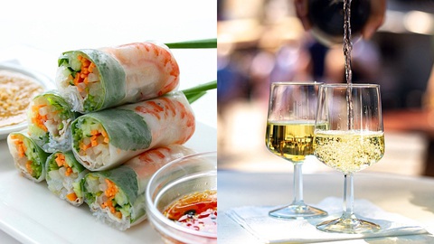 Gỏi cuốn Gỏi cuốn với rượu vang, dự là món chống chán ngấy dịp Tết - Ảnh: Shutterstock