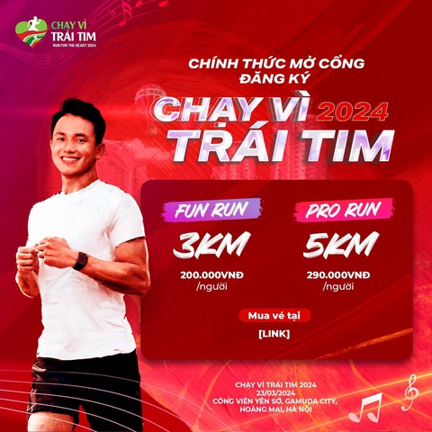Chương trình Chạy   vì trái tim  2024 đã chính thức mở cổng bán vé