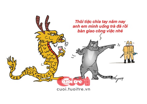 Thìn Mão bàn giao bằng... trà đá- Ảnh 1. Thìn Mão bàn giao bằng... trà đá - Tranh: Hùng Dingo