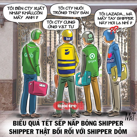 Ngụy trang tặng quà cho sếp- Ảnh 1. Ngụy trang tặng quà cho sếp - Tranh: Đỗ Minh Tuấn
