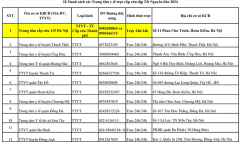 Hà Nội công bố các bệnh viện, trung tâm y tế trực cấp cứu xuyên Tết- Ảnh 6. Hà Nội công bố các bệnh viện, trung tâm y tế trực cấp cứu xuyên Tết- Ảnh 6.