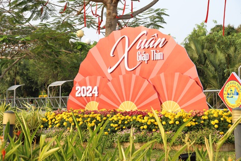 Vườn hoa xuân làm ở ‘phút 90’ của Cần Thơ có gì?- Ảnh 7. Vườn hoa có rất ít mô hình tiểu cảnh cũng như các loại hoa