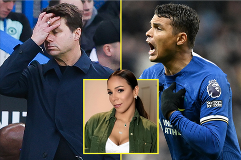 Thiago mất suất đá chính ở Chelsea vì vợ đòi đuổi HLV Pochettino- Ảnh 1. Mối quan hệ giữa Thiago Silva (phải) và HLV Pochettino ở Chelsea bị rạn nứt vì vợ - Ảnh: GETTY
