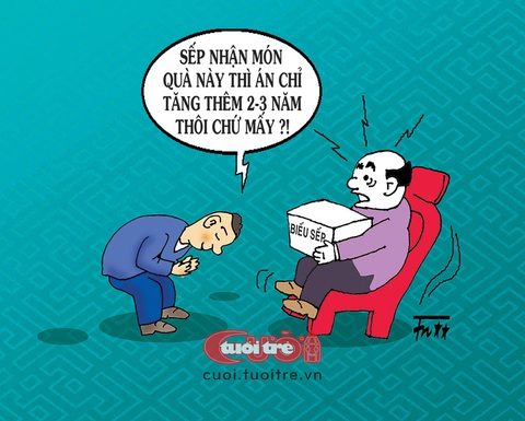Mời sếp nhận món quà 'kịch độc'- Ảnh 1. Mời sếp nhận hộp quà cảm ơn "kịch độc" - Tranh: Tín Nhượng