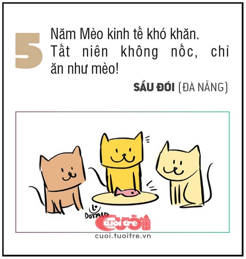 10 kiểu tất niên vui vẻ, độc đáo để tiễn 'ông Mèo'- Ảnh 5. Năm Mèo kinh tế khó khăn. Tất niên không nốc, chỉ ăn như mèo.