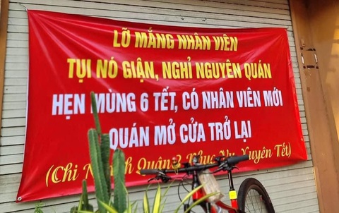 Ảnh vui 30 Tết: Quán đóng cửa nghỉ Tết vì lỡ mắng nhân viên- Ảnh 1. Nhân viên đồng loạt nghỉ Tết thấy thương