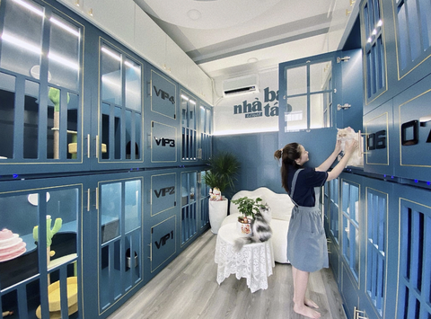 Khách sạn thú cưng kín phòng Tết Nguyên đán- Ảnh 1. Một khách sạn cao cấp cho chó mèo tại quận Bình Thạnh (TP.HCM) - Ảnh: NVCC