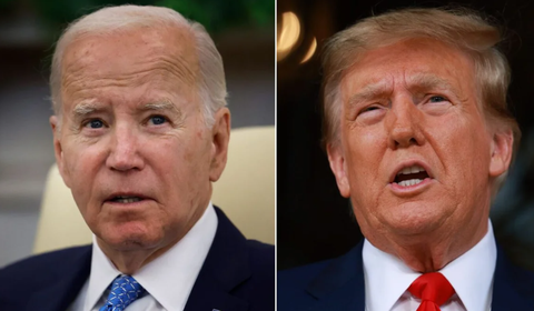 Ông Trump và ông Biden chỉ trích lẫn nhau ở bang chiến địa Georgia- Ảnh 1. Tổng thống Mỹ đương nhiệm Joe Biden và cựu tổng thống Mỹ Donald Trump đang là hai ứng viên hàng đầu trong cuộc đua vào Nhà Trắng năm 2024 - Ảnh: CNN