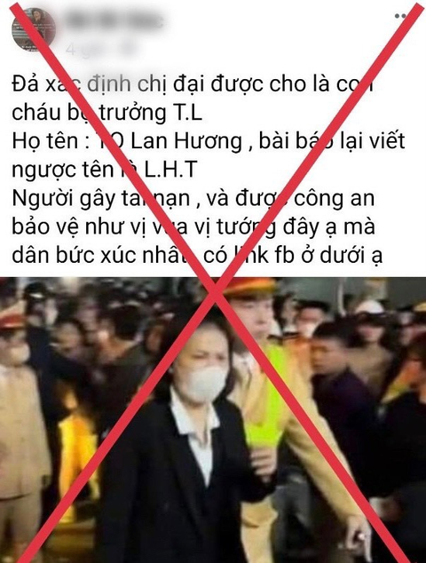 Xử phạt người loan tin nữ tài xế say xỉn là 'con cháu của bộ trưởng công an’- Ảnh 3. Nội dung đăng tải sai sự thật trên mạng xã hội - Ảnh: Công an cung cấp