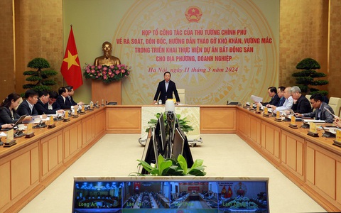 Thúc đẩy nhà ở phân khúc bình dân, khắc phục tình trạng thổi giá- Ảnh 1. Tổ công tác của Thủ tướng họp bàn tháo gỡ khó khăn cho các dự án bất động sản - Ảnh: VGP