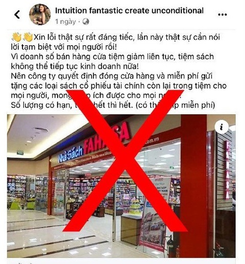 Trang giả mạo tự tiện dùng hình ảnh, đăng thông tin Fahasa đóng cửa Trang giả mạo tự tiện dùng hình ảnh, đăng thông tin Fahasa đóng cửa
