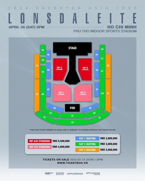 Giá vé concert của Baekhyun tại TP.HCM Giá vé concert Lonsdaleite của Baekhyun tại TP.HCM