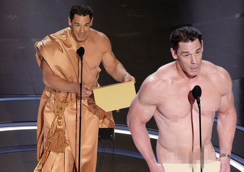 John Cena - từ cựu đô vật trở thành 'chú hề' dễ mến trên màn ảnh Hollywood- Ảnh 1. Màn xuất hiện trao giải ngập tiếng cười của John Cena tại Oscar 2024