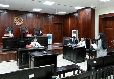 Hoãn phiên tòa phúc thẩm vụ bà Nguyễn Phương Hằng vì cả 5 bị cáo đều vắng mặt- Ảnh 1. Bà Đinh Thị Lan - người có quyền lợi, nghĩa vụ liên quan - tại phiên tòa - Ảnh: T.T.D.