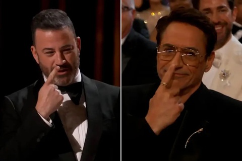 Jimmy Kimmel nhắc về lịch sự nghiện ngập của Robert Downey Jr. Nam diễn viên có vẻ khó chịu với màn nói đùa của MC. Jimmy Kimmel nhắc về lịch sử nghiện ngập của Robert Downey Jr. Nam diễn viên có vẻ khó chịu với màn nói đùa của MC.