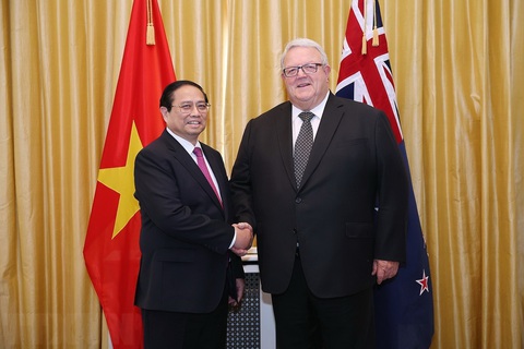 Thủ tướng Phạm Minh Chính và Chủ tịch Quốc hội New Zealand Gerry Brownlee tại cuộc hội kiến - Ảnh: DƯƠNG GIANG Thủ tướng Phạm Minh Chính và Chủ tịch Quốc hội New Zealand Gerry Brownlee tại cuộc hội kiến - Ảnh: DƯƠNG GIANG