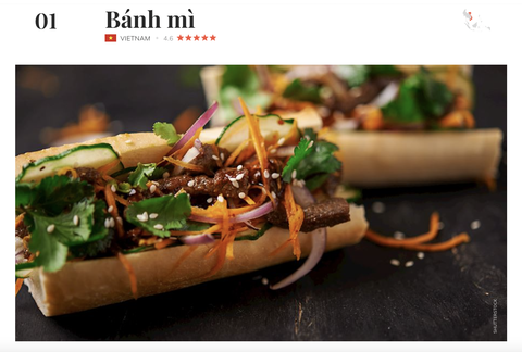 Bánh mì Việt Nam xếp hạng nhất trong danh sách của Tatse Atlas - Ảnh chụp màn hình Bánh mì Việt Nam xếp hạng nhất trong danh sách của TasteAtlas - Ảnh chụp màn hình