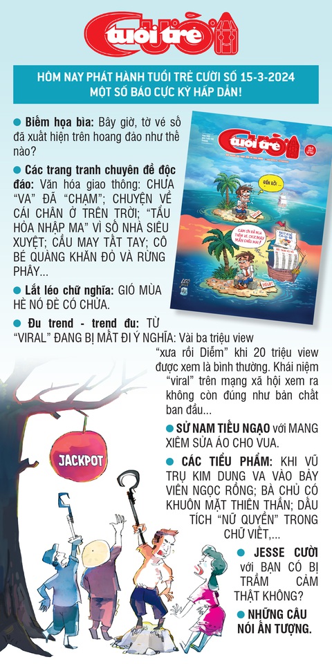 Tin tức sáng 15-3: Đề nghị xem lại mức tăng lương hưu, trợ cấp; Tầm soát bệnh thận cho người trẻ- Ảnh 6. Báo Tuổi Trẻ Cười phát hành hôm nay 15-3.