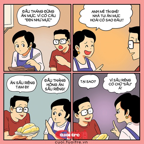 Đầu tháng ăn gì cho đỡ đen đủi? - Tranh: Thăng Fly 