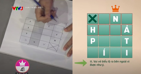 Đáp án Đáp án "hỉ hả" trong chỗ trống của Phan Quỳnh Vân khác với đáp án của chương trình Vua tiếng Việt - Ảnh chụp màn hình