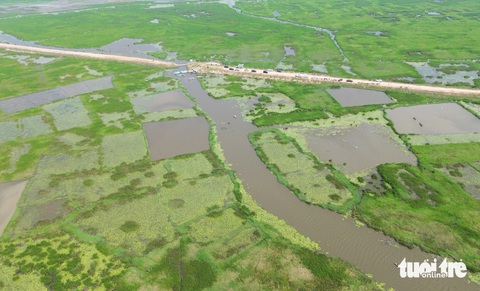 Bãi sậy sông Đầm - hệ sinh thái quý hiếm giữa lòng Tam Kỳ- Ảnh 1. Sông Đầm nhìn từ trên cao - Ảnh: LÊ TRUNG