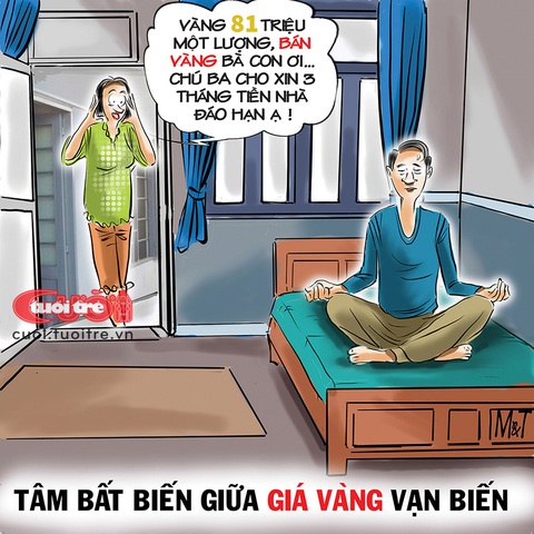 Tâm bất biến giữa giá vàng vạn biến- Ảnh 1. Tâm bất biến giữa giá vàng vạn biến - Tranh: Đỗ Minh Tuấn