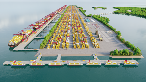 Vì sao hãng tàu MSC lớn nhất thế giới muốn đầu tư cảng trung chuyển quốc tế Cần Giờ?- Ảnh 3. Phối cảnh siêu cảng trung chuyển quốc tế Cần Giờ - Nguồn: Porcoast