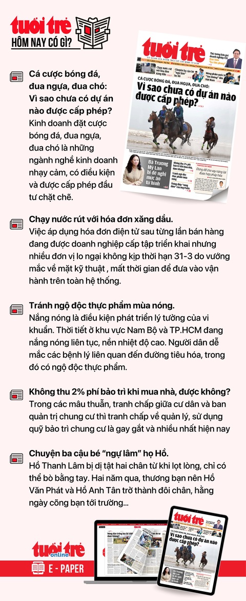 Tin tức sáng 20-3: Nắng nóng, TP.HCM kiểm tra phòng cháy chữa cháy biển quảng cáo- Ảnh 4. Tin tức đáng chú ý trên Tuổi Trẻ nhật báo ngày 20-3. Để đọc Tuổi Trẻ báo in phiên bản E-paper, mời bạn đăng ký Tuổi Trẻ Sao TẠI ĐÂY