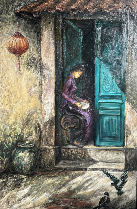 Tác phẩm sơn dầu “Yên” của họa sĩ Phan Thị Thùy Trang Tác phẩm sơn dầu “Yên” của họa sĩ Phan Thị Thùy Trang